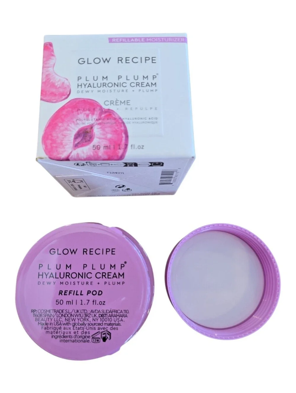 Glow Recipe NIB Plum Plump Refillable Hyaluronic Acid Moisturizer  1.7oz